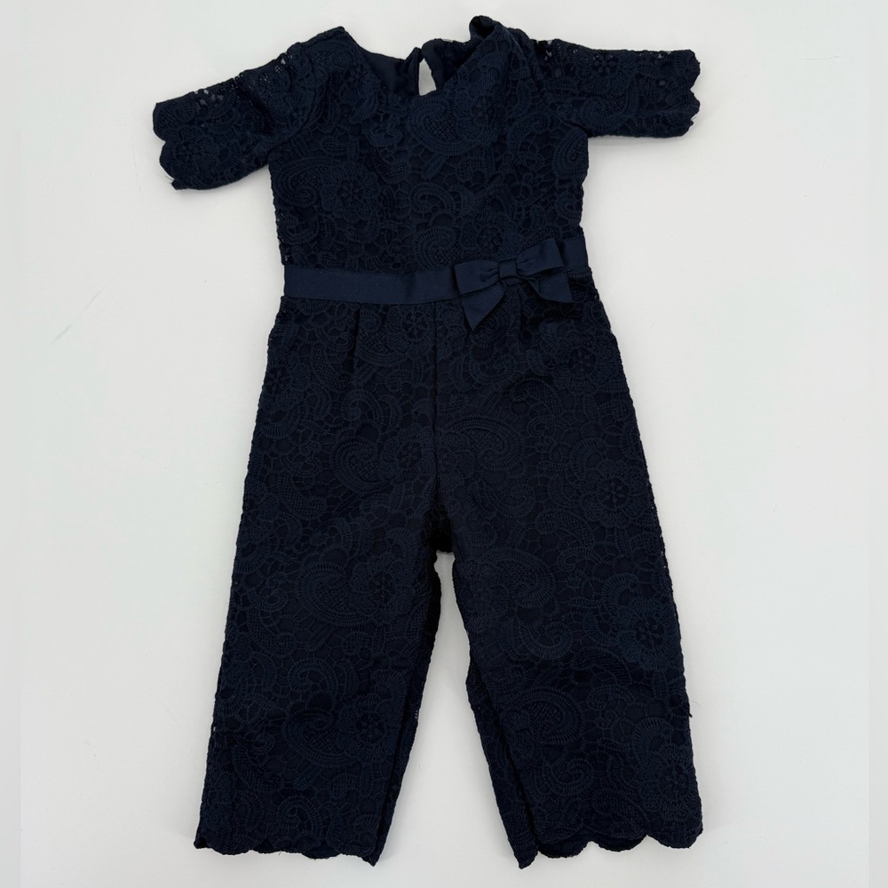 Jamie And Jack 18 JJ Sept Holiday 1 Navy Blue Lace Jumpsuit Size 18 - 24 Months